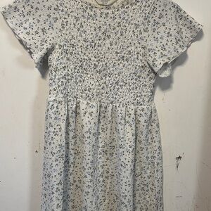 Floral Blue and White Kids Dress 10-12